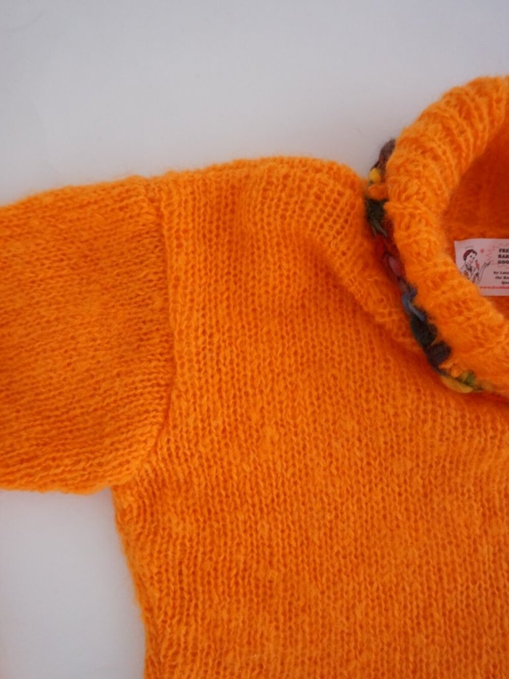 Fresh Baked Goods Orange Hand Knit Turtleneck Sweater Chunky Rib Trim Sweater M - Picture 10 of 10